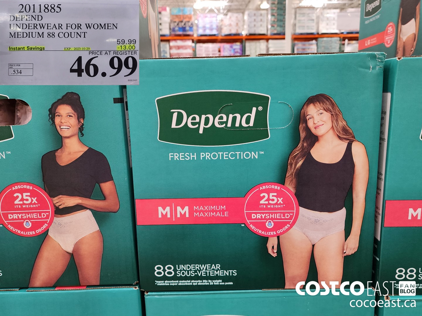 2011885 DEPEND UNDERWEAR FOR WOMEN MEDIUM 88 COUNT ($13.00 INSTANT SAVINGS EXPIRES ON 2023-10-29) $46.99