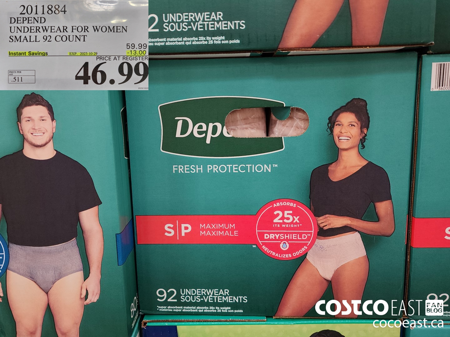 20118384 DEPEND UNDERWEAR FOR WOMEN SMALL 92 COUNT ($13.00 INSTANT SAVINGS EXPIRES ON 2023-10-29) $46.99