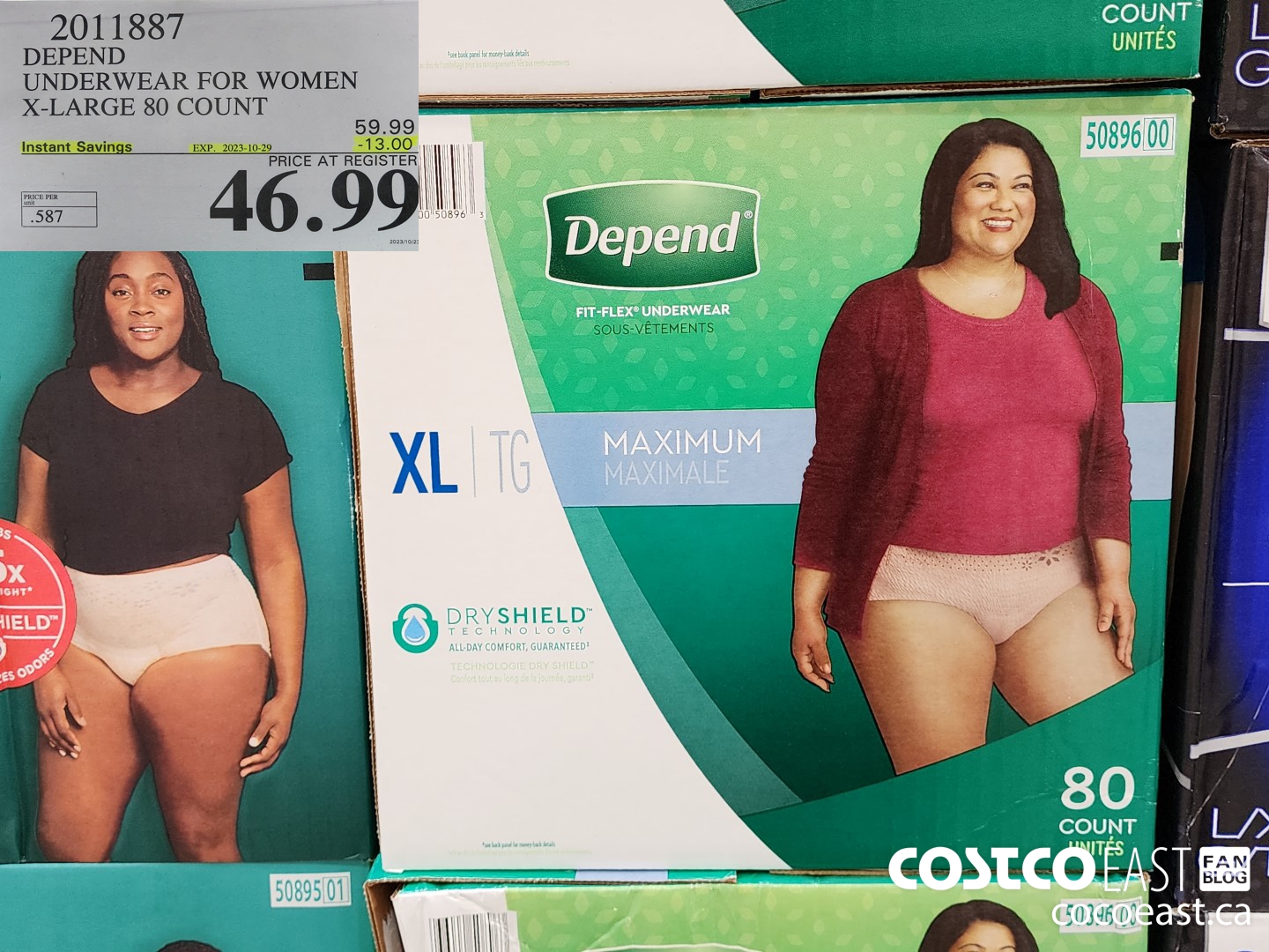2011887 DEPEND UNDERWEAR FOR WOMEN X-LARGE 80 COUNT ($13.00 INSTANT SAVINGS EXPIRES ON 2023-10-29) $46.99
