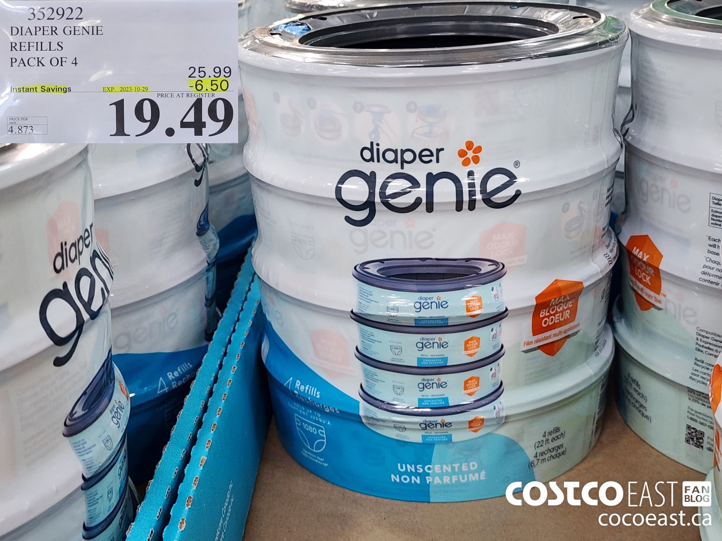 352922 DIAPER GENIE ELITE REFILLS PACK OF 4 ($6.50 INSTANT SAVINGS EXPIRES ON 2023-10-29) $19.49