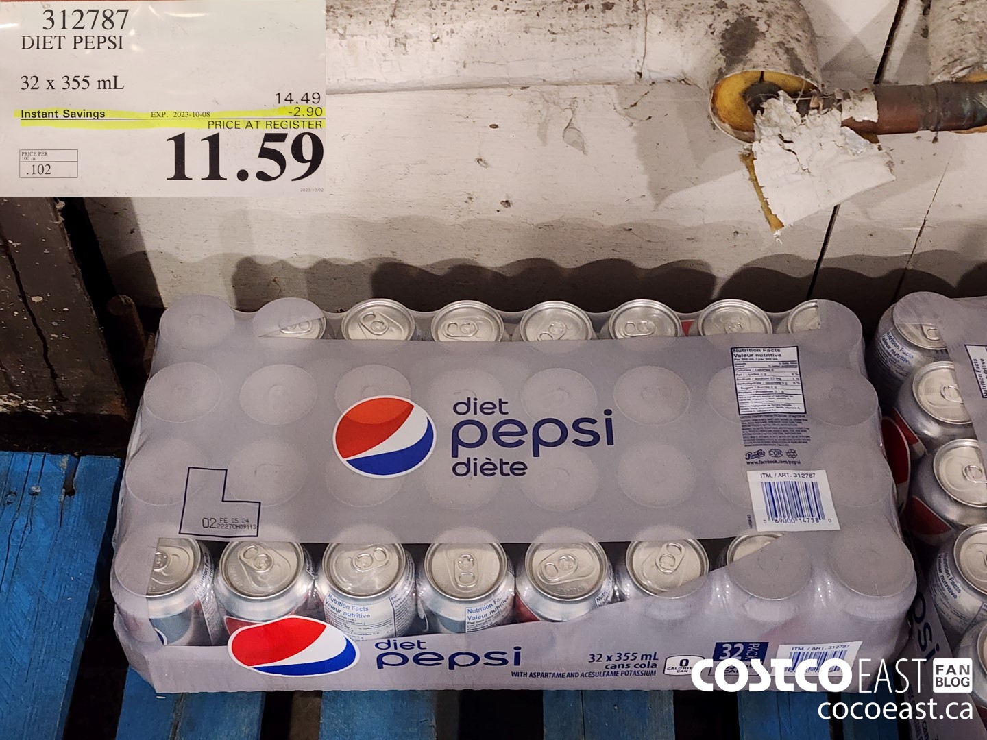 312787 DIET PEPSI 32 X 355 ($2.90 INSTANT SAVINGS EXPIRES ON 2023-10-08) $11.59