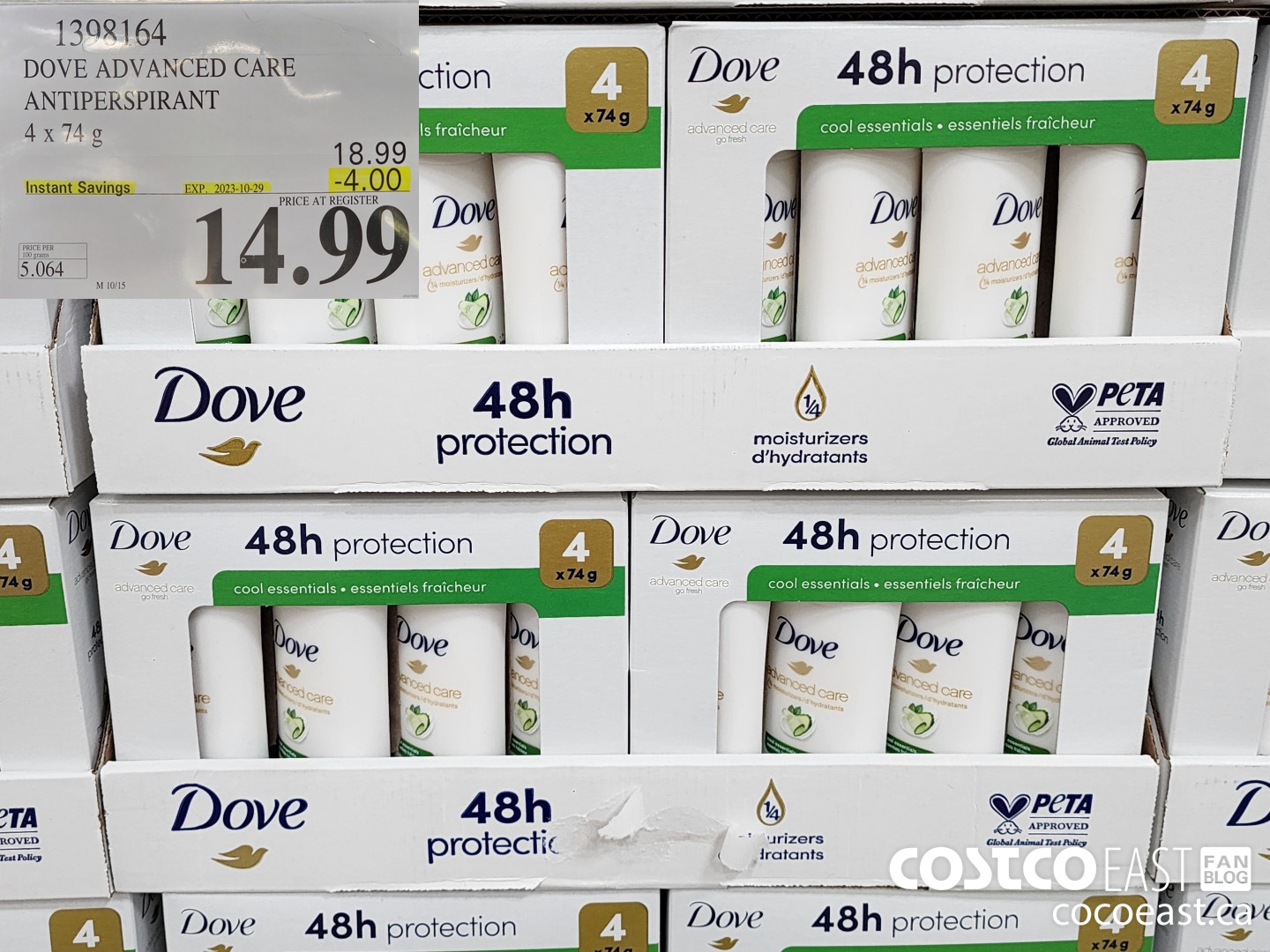 1398164 DOVE ADVANCED CARE ANTIPERSPIRANT 4 x 74G ($4.00 INSTANT SAVINGS EXPIRES ON 2023-10-29) $14.99