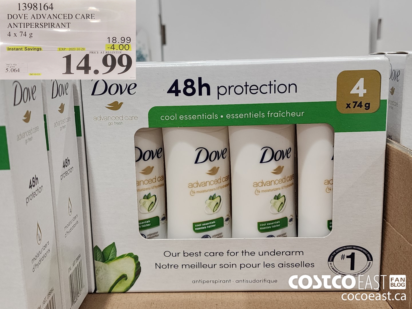 1398164 DOVE ADVANCED CARE ANTIPERSPIRANT 4x74G ($4.00 INSTANT SAVINGS EXPIRES ON 2023-10-29) $14.99