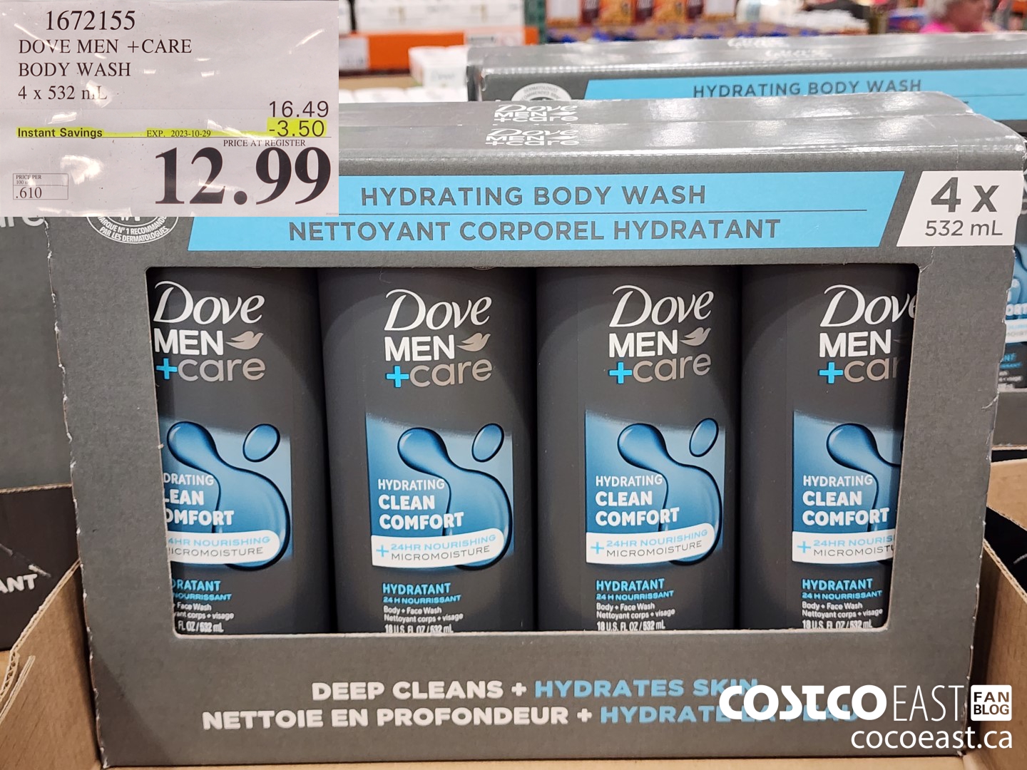 1672155 DOVE MEN +CARE BODY WASH 4 x 532 mL ($3.50 INSTANT SAVINGS EXPIRES ON 2023-10-29) $12.99