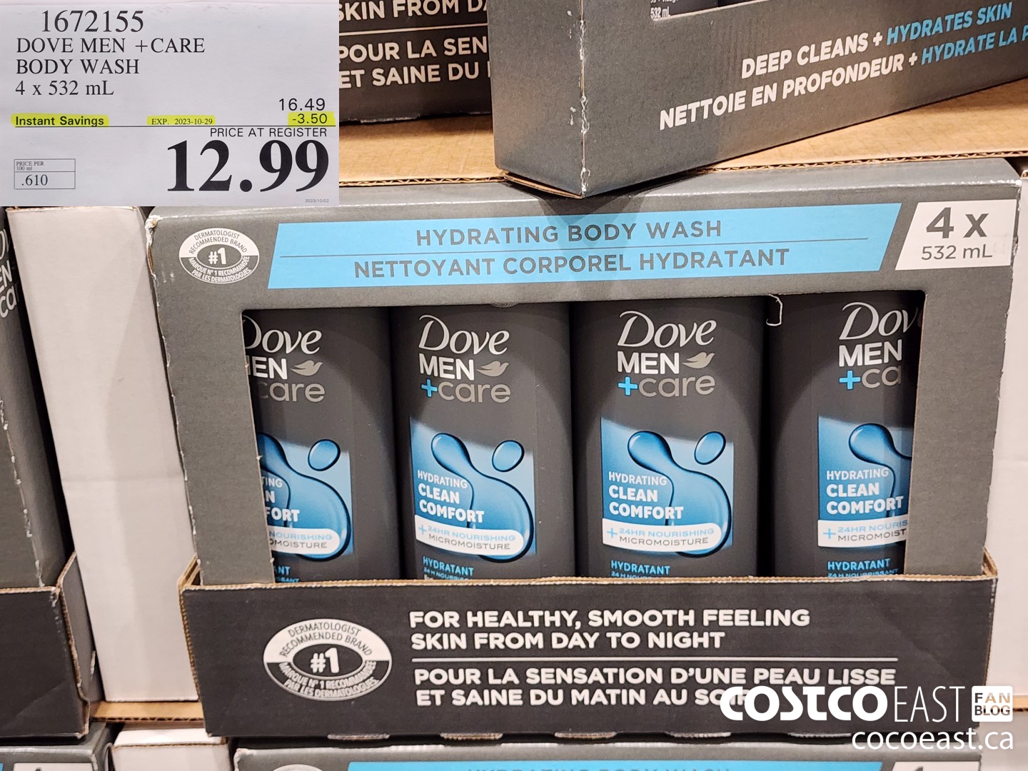 1672155 DOVE MEN +CARE BODY WASH 4 x 532 mL ($3.50 INSTANT SAVINGS EXPIRES ON 2023-10-29) $12.99