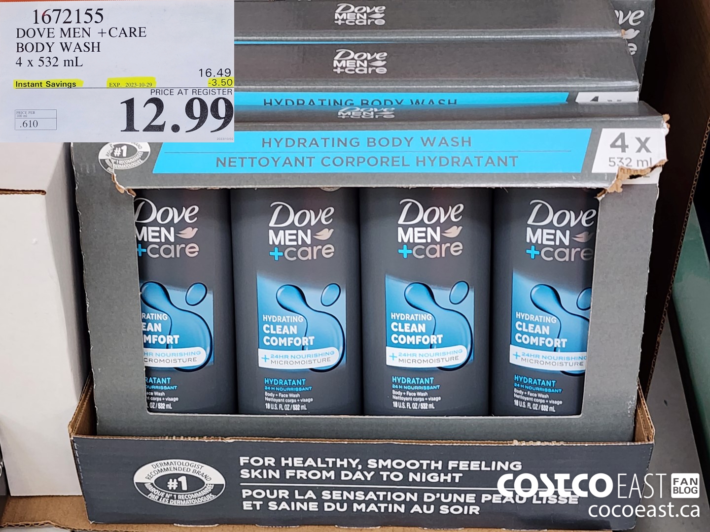 1672155 DOVE MEN +CARE BODY WASH 4 x 532 mL ($3.50 INSTANT SAVINGS EXPIRES ON 2023-10-29) $12.99