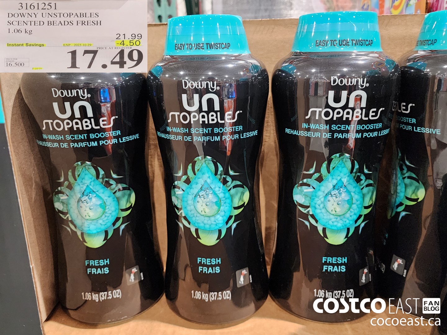 3161251 DOWNY UNSTOPABLES SCENTED BEADS FRESH 1.06 kg ($4.50 INSTANT SAVINGS EXPIRES ON 2023-10-29) $17.49