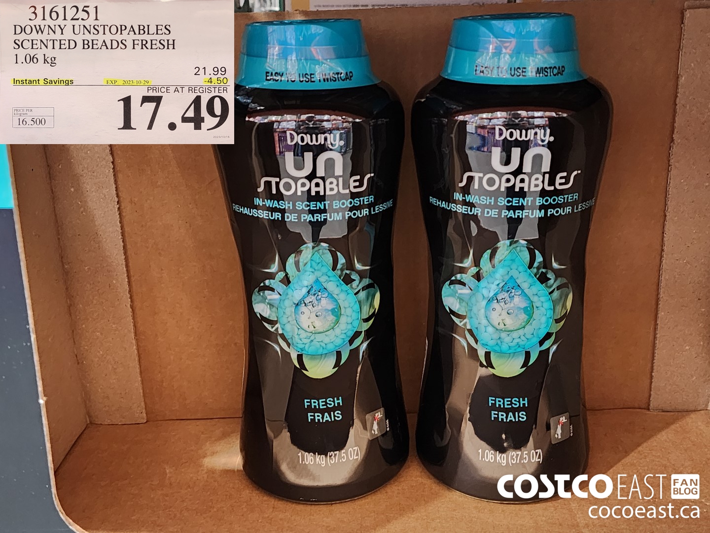 3161251 DOWNY UNSTOPABLES SCENTED BEADS FRESH 1.06 kg ($4.50 INSTANT SAVINGS EXPIRES ON 2023-10-29) $17.49