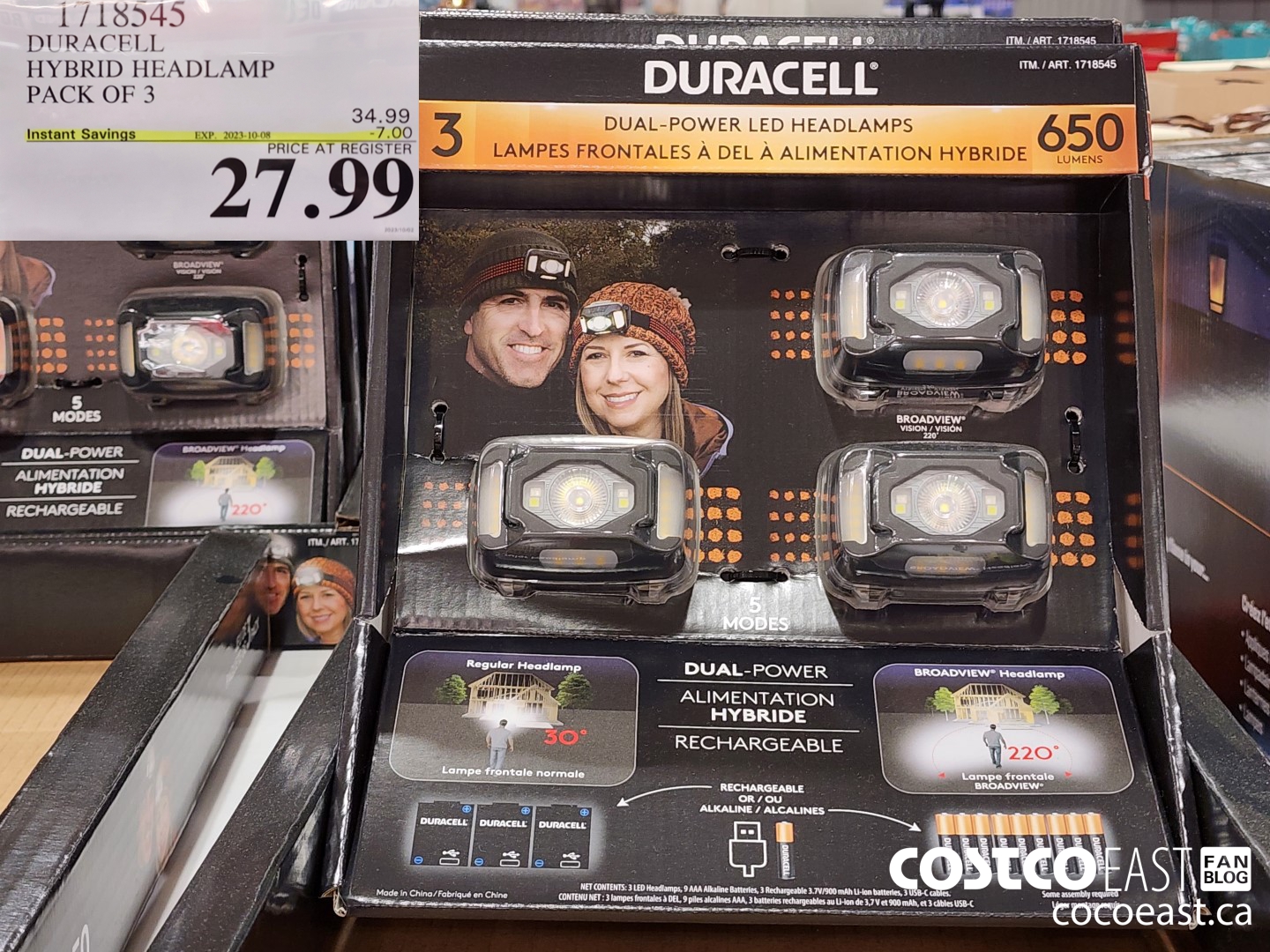 1718545 DURACELL HYBRID HEADLAMP PACK OF 3 ($7.00 INSTANT SAVINGS EXPIRES ON 2023-10-08) $27.99