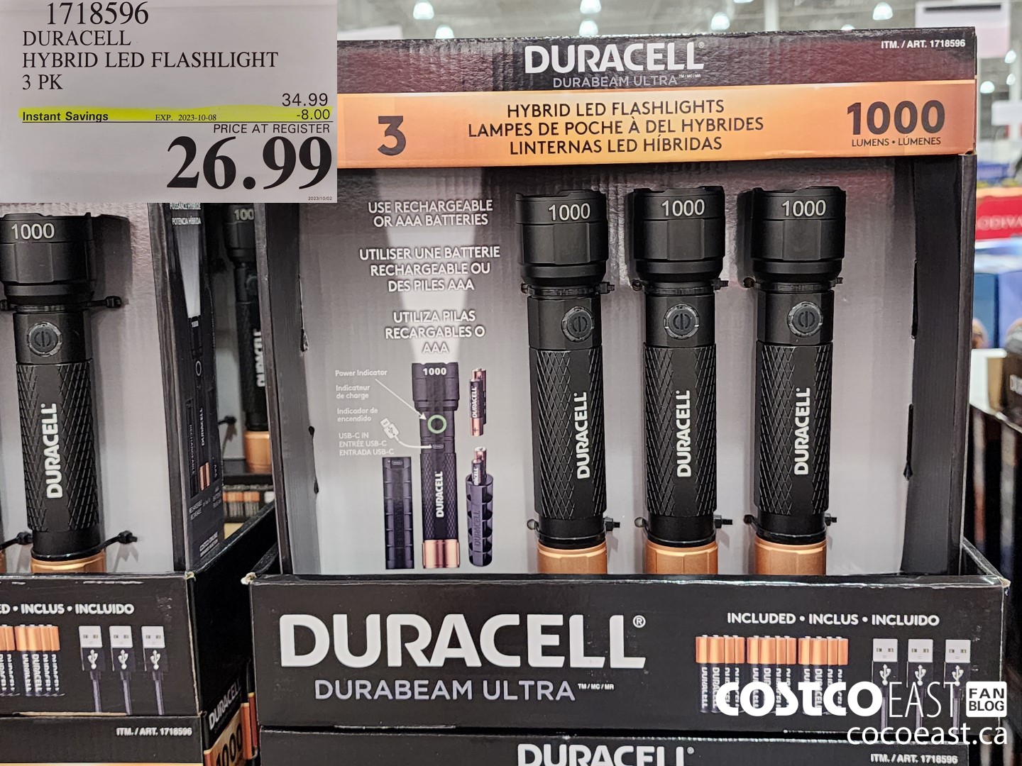 1718596 DURACELL HYBRID LED FLASHLIGHT 3 PK ($8.00 INSTANT SAVINGS EXPIRES ON 2023-10-08) $26.99