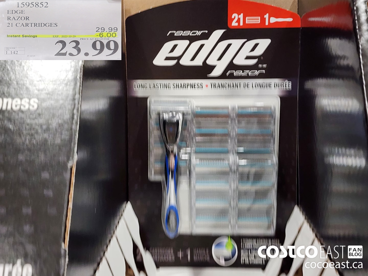 1595852 EDGE RAZOR 21 CARTRIDGES ($6.00 INSTANT SAVINGS EXPIRES ON 2023-10-29) $23.99