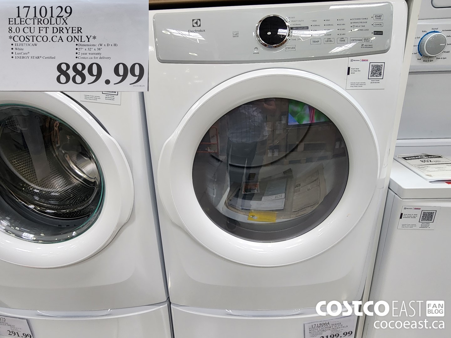 1710129 ELECTROLUX 8.0 CUFT DRYER “COSTCO.CA ONLY* $889.99