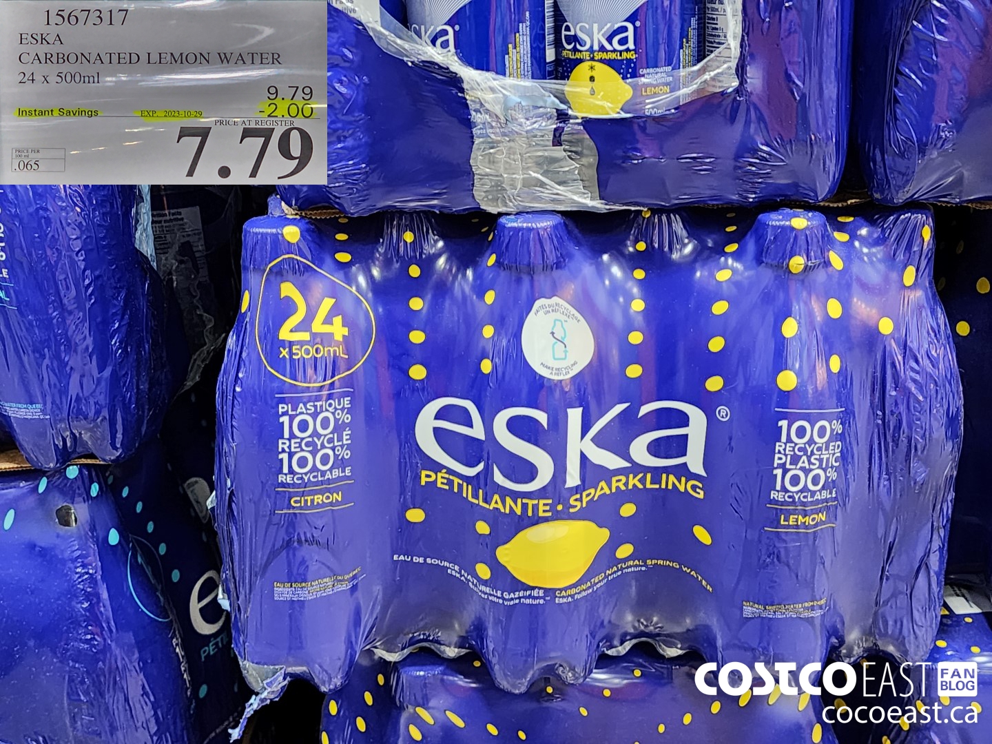 1567317 ESKA CARBONATED LEMON WATER 24 x 500 mL ($2.00 INSTANT SAVINGS EXPIRES ON 2023-10-29) $7.79