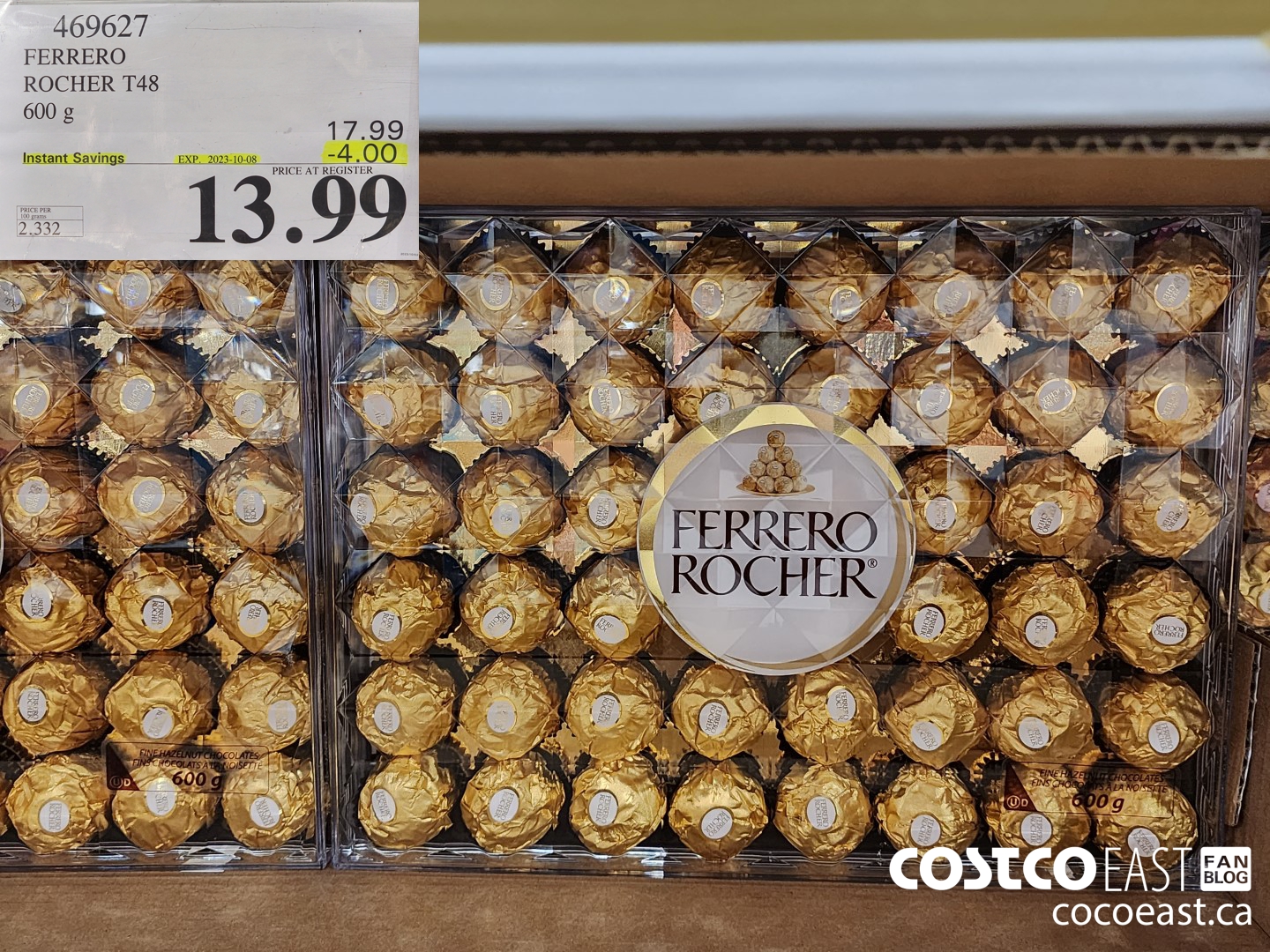 469627 FERRERO ROCHER T48 600 G ($4.00 INSTANT SAVINGS EXPIRES ON 2023-10-08) $13.99