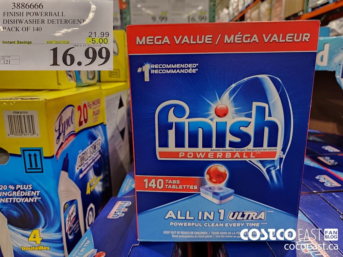 3886666 FINISH POWERBALL DISHWASHER DETERGENT PACK OF 140 ($5.00 INSTANT SAVINGS EXPIRES ON 2023-10-29) $16.99