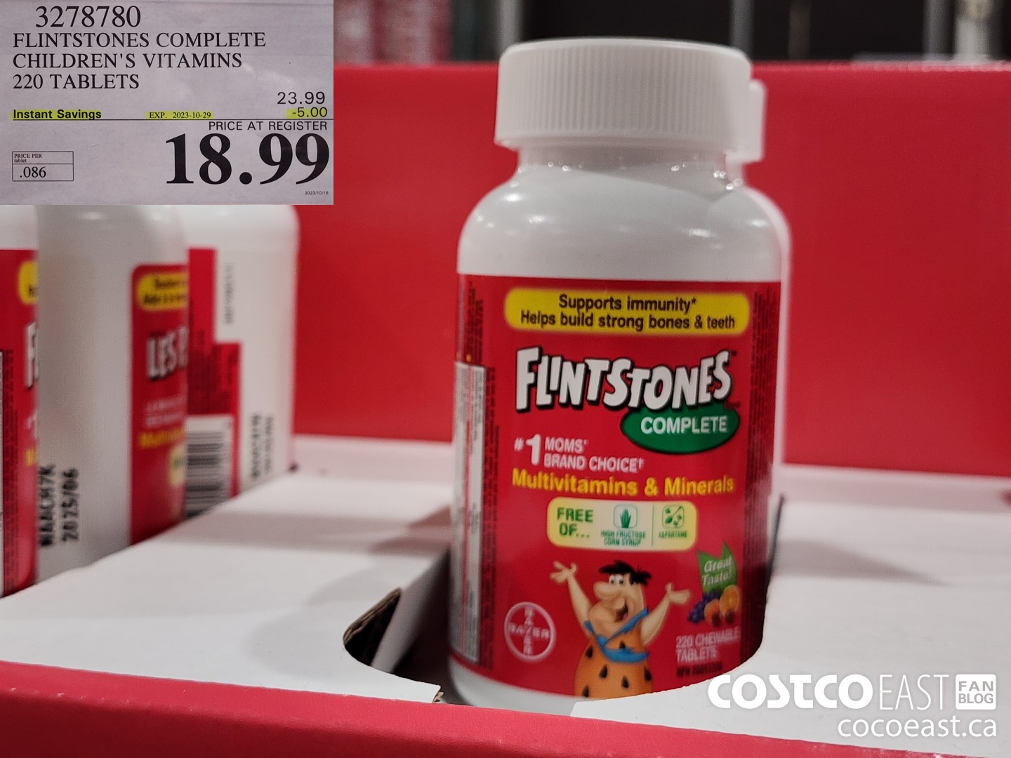 3278780 FLINTSTONES COMPLETE CHILDREN'S VITAMINS 220 TABLETS ($5.00 INSTANT SAVINGS EXPIRES ON 2023-10-29) $18.99