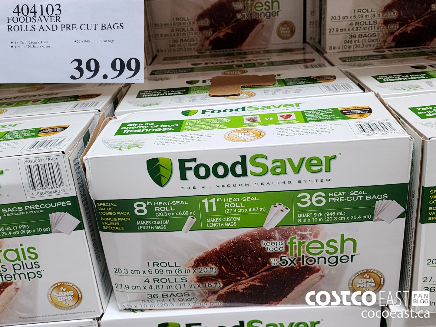 404103 FOODSAVER ROLLS AND PRE-CUT BAGS $39.99
