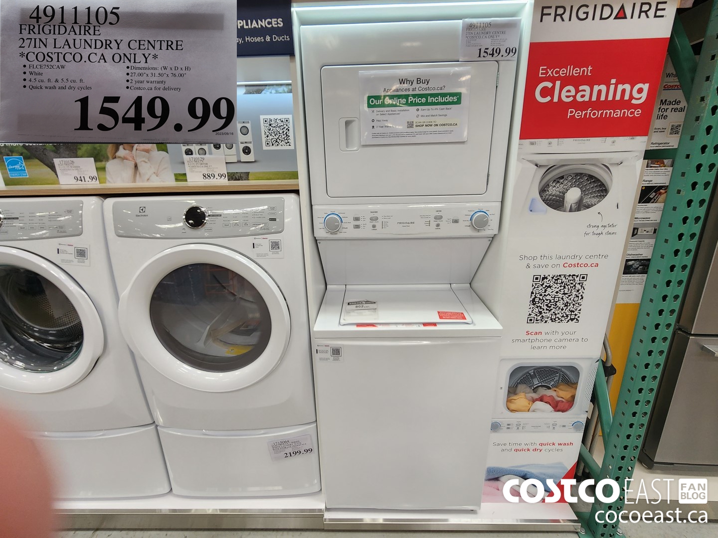 4911105 FRIGIDAIRE 27IN LAUNDRY CENTER *COSTCO. CA ONLY* $1549.99
