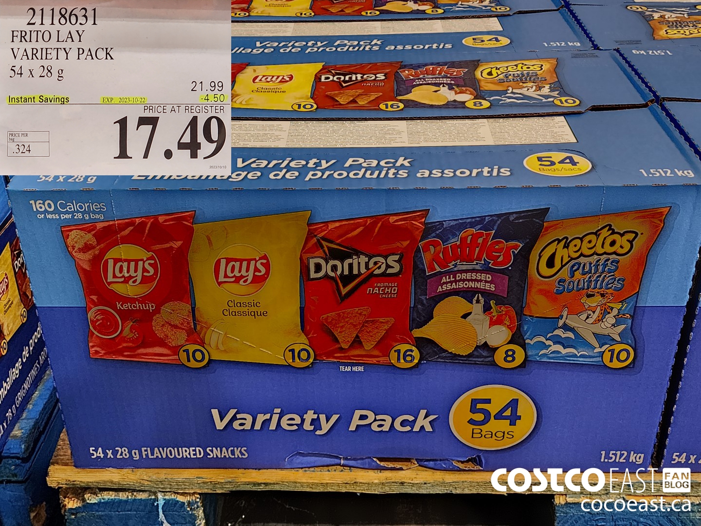 2118631 FRITO LAY VARIETY PACK 54 x 28 g ($4.50 INSTANT SAVINGS EXPIRES ON 2023-10-22) $17.49