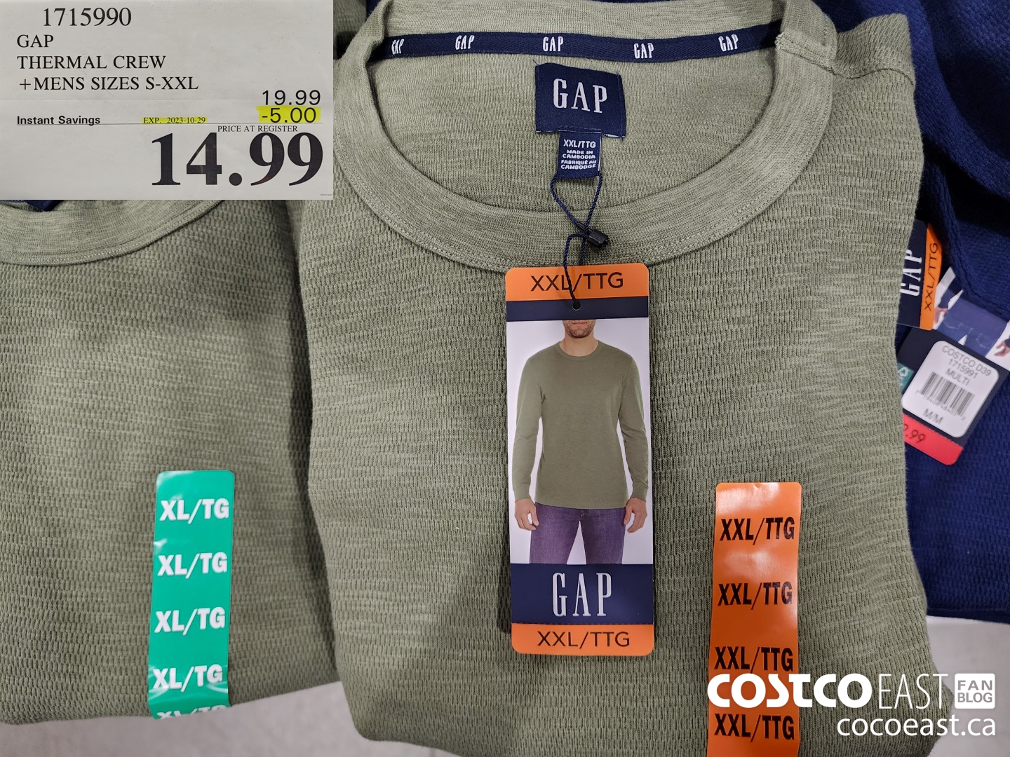 1715990 GAP THERMAL CREW +MENS SIZES S-XXL ($5.00 INSTANT SAVINGS EXPIRES ON 2023-10-29) $14.99