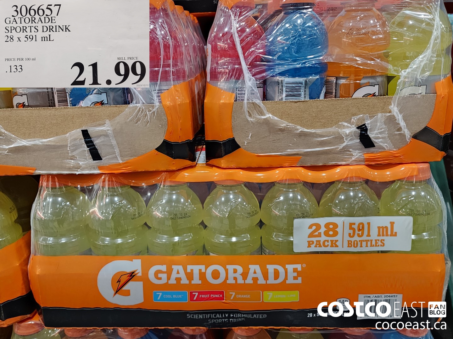 306657 GATORADE SPORTS DRINK 28 x 591 mL $21.99