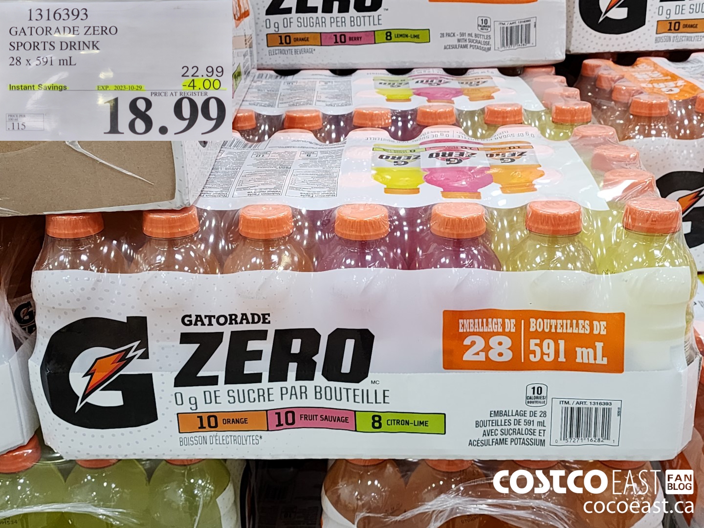 1316393 GATORADE ZERO SPORTS DRINK 28 x 591 ml ($4.00 INSTANT SAVINGS EXPIRES ON 2023-10-29) $18.99