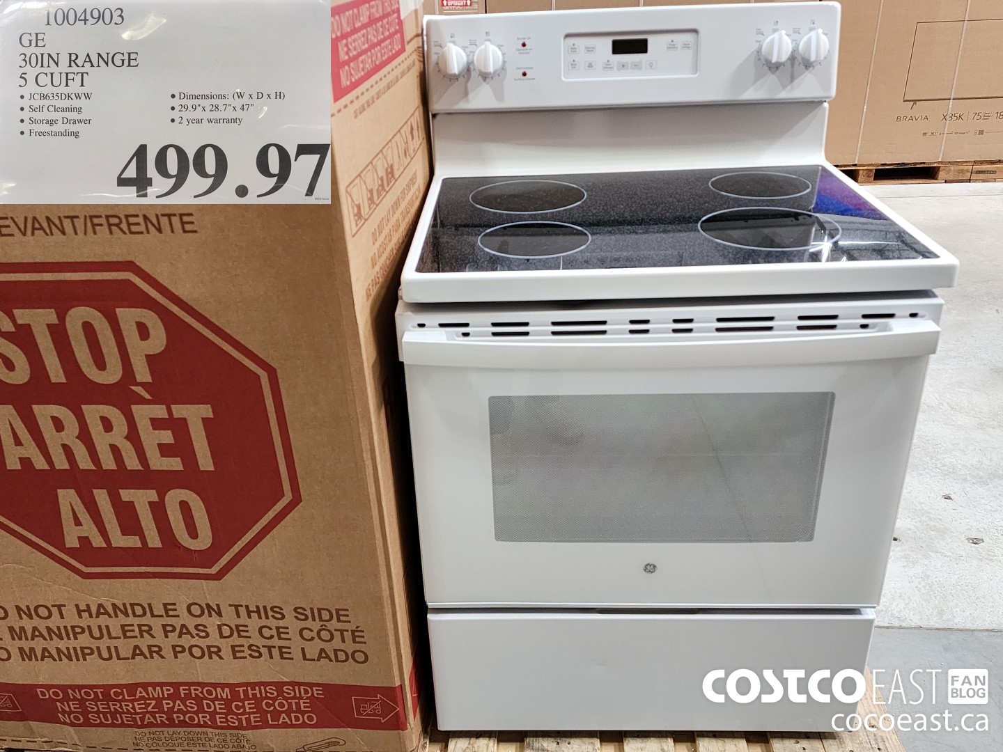 1004903 GE 30IN RANGE 5 CUFT $499.97