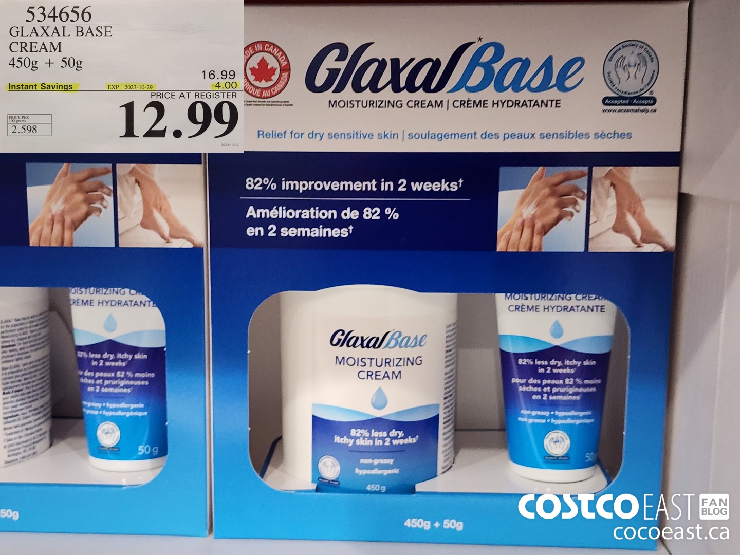534656 GLAXAL BASE CREAM 450G + 50G ($4.00 INSTANT SAVINGS EXPIRES ON 2023-10-29) $12.99