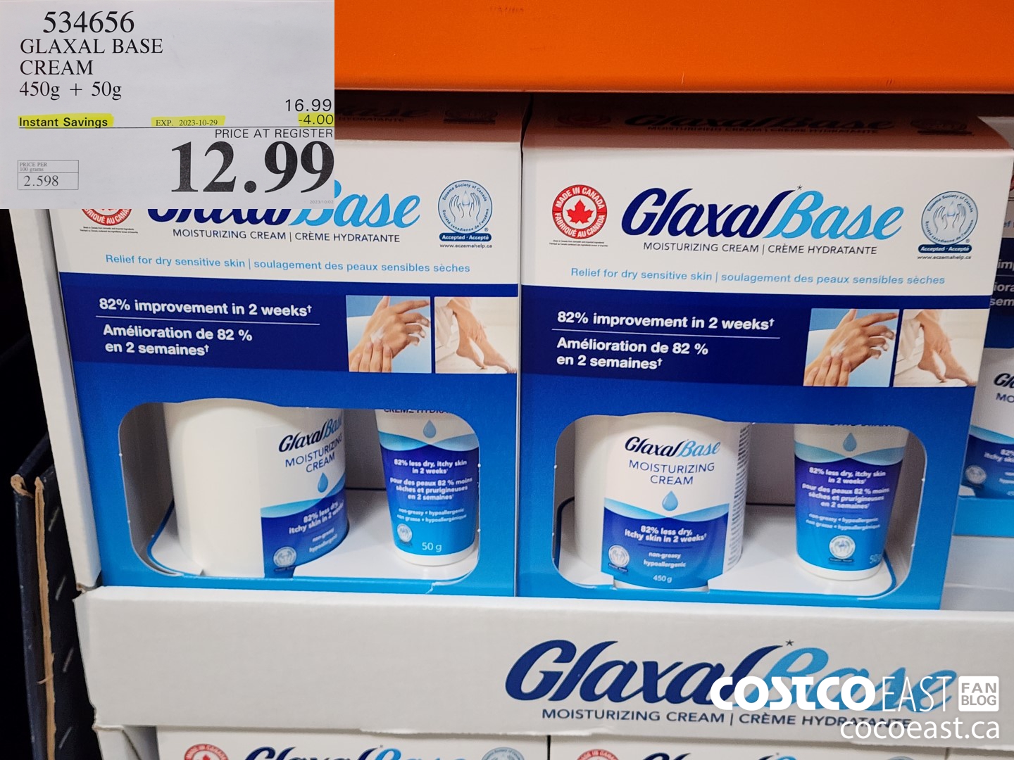 534656 GLAXAL BASE CREAM 450G + 50G ($4.00 INSTANT SAVINGS EXPIRES ON 2023-10-29) $12.99