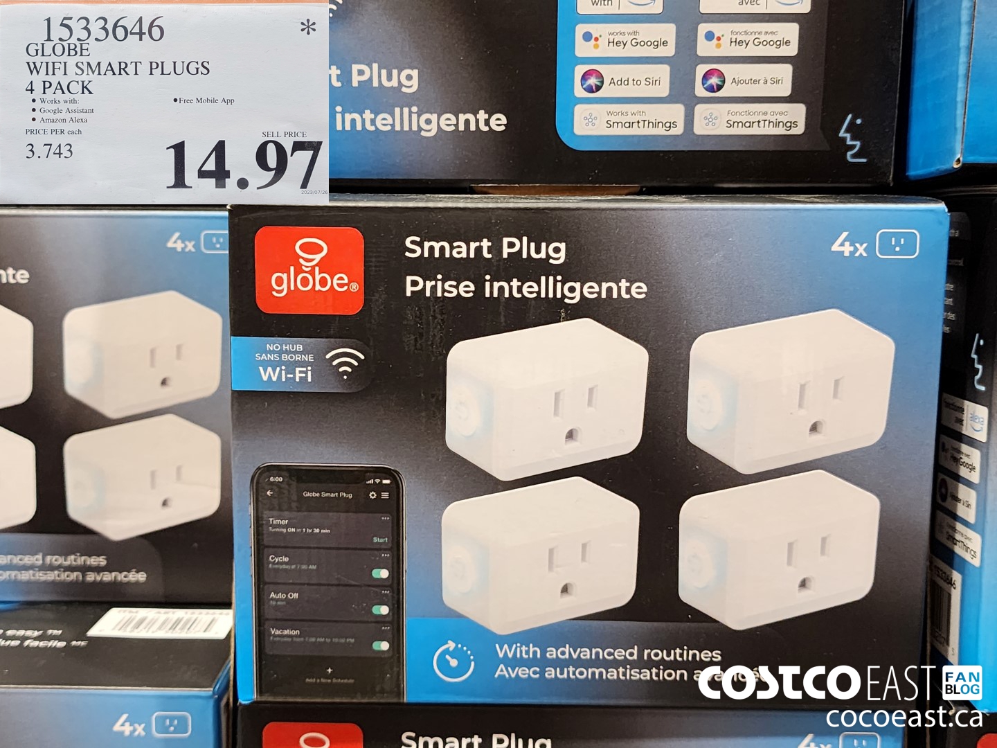 1533646 GLOBE WIFI SMART PLUGS 4 PACK $14.97