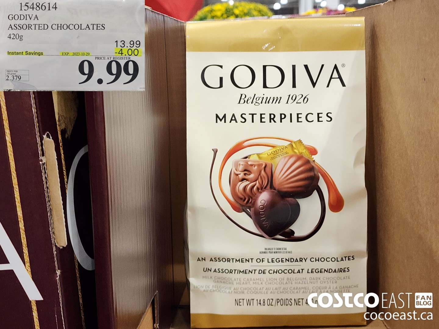 1548614 GODIVA ASSORTED CHOCOLATES 420 G ($4.00 INSTANT SAVINGS EXPIRES ON 2023-10-29) $9.99