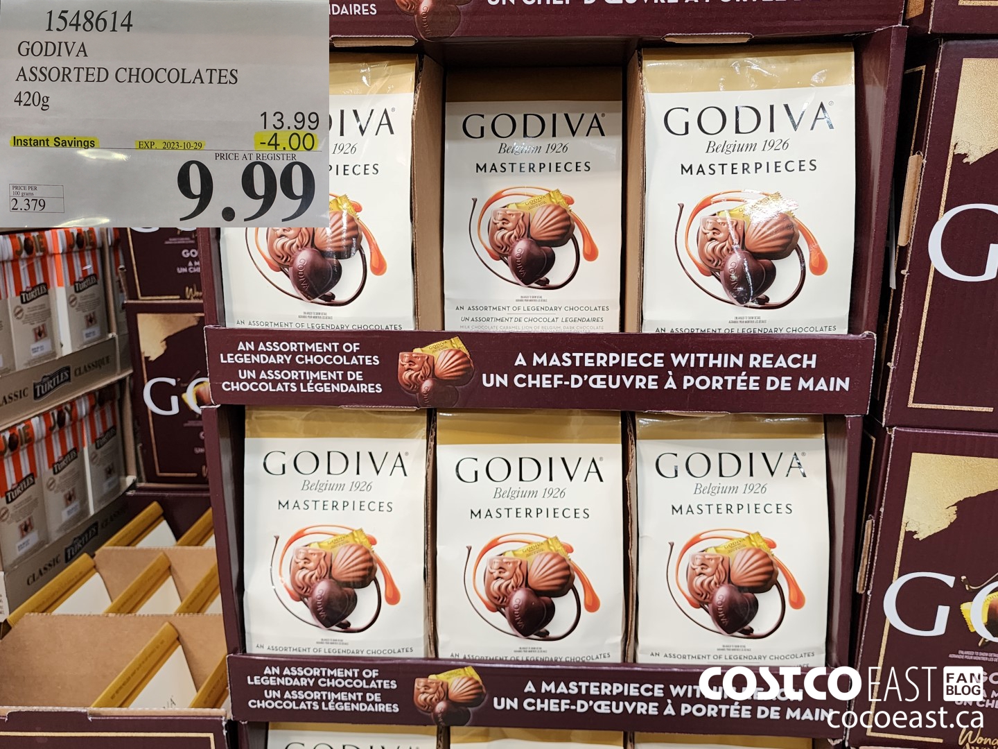 1548614 GODIVA ASSORTED CHOCOLATES 420 G ($4.00 INSTANT SAVINGS EXPIRES ON 2023-10-29) $9.99