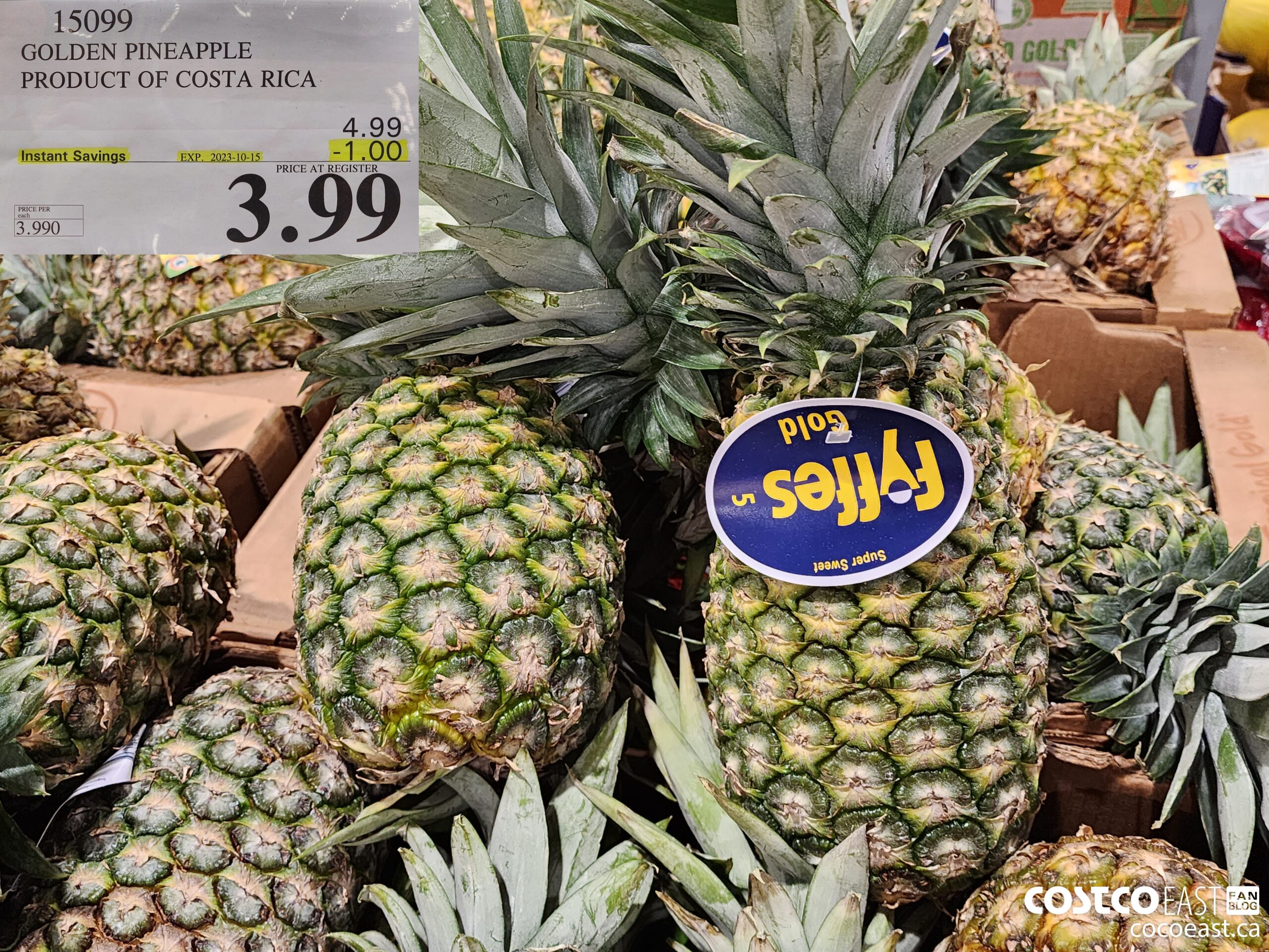 15099 GOLDEN PINEAPPLE PRODUCT OF COSTA RICA ($1.00 INSTANT SAVINGS EXPIRES ON 2023-10-15) $3.99