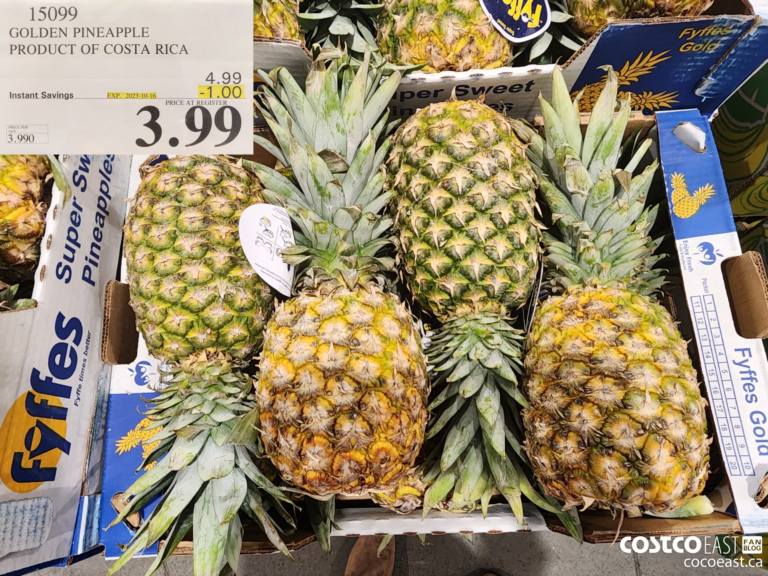 15099 GOLDEN PINEAPPLE PRODUCT OF COSTA RICA ($1.00 INSTANT SAVINGS EXPIRES ON 2023-10-16) $3.99