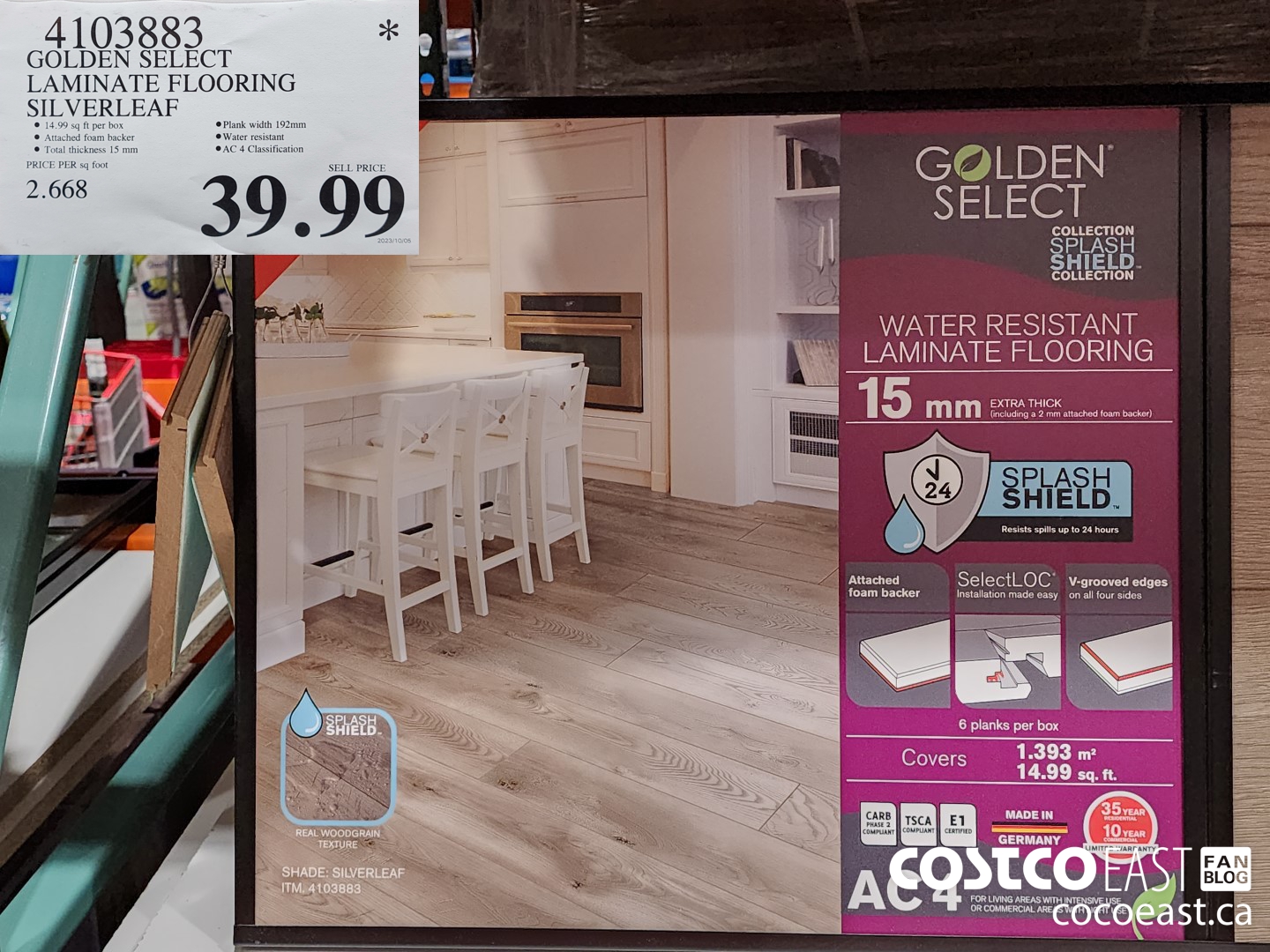 4103883 GOLDEN SELECT LAMINATE FLOORING SILVERLEAF $39.99