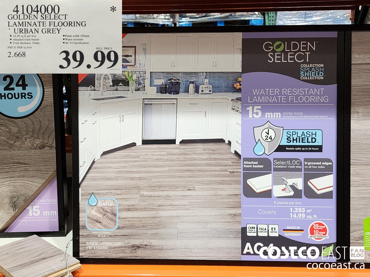 4104000 GOLDEN SELECT LAMINATE FLOORING URBAN GREY $39.99
