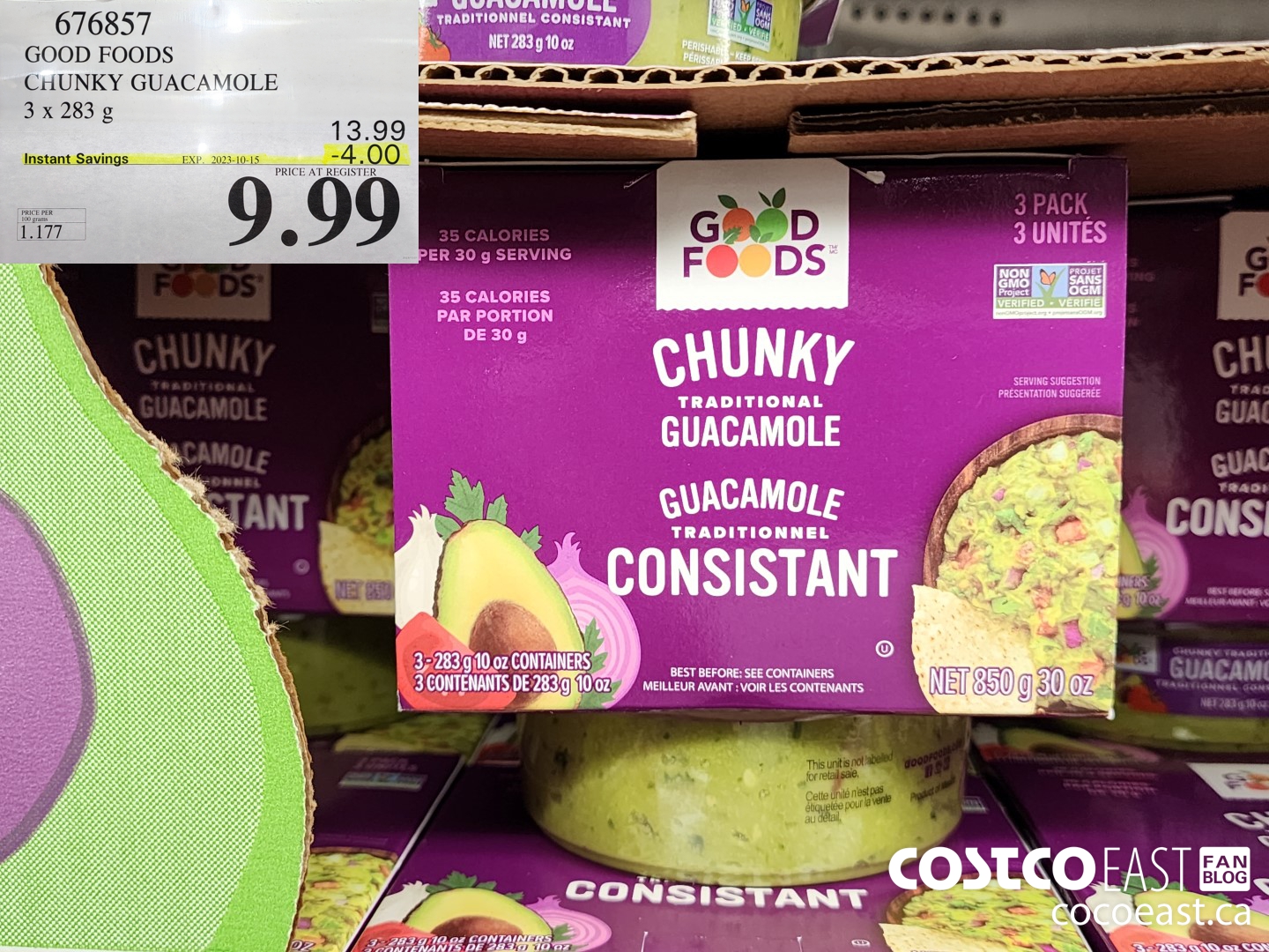 676857 GOOD FOODS CHUNKY GUACAMOLE 3 X 283 G ($4.00 INSTANT SAVINGS EXPIRES ON 2023-10-15) $9.99