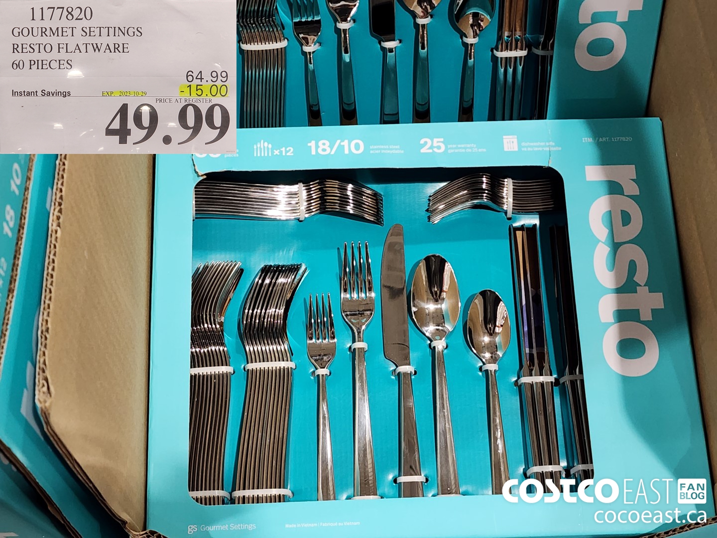 1177820 GOURMET SETTINGS RESTO FLATWARE 60 PIECES ($15.00 INSTANT SAVINGS EXPIRES ON 2023-10-29) $49.99