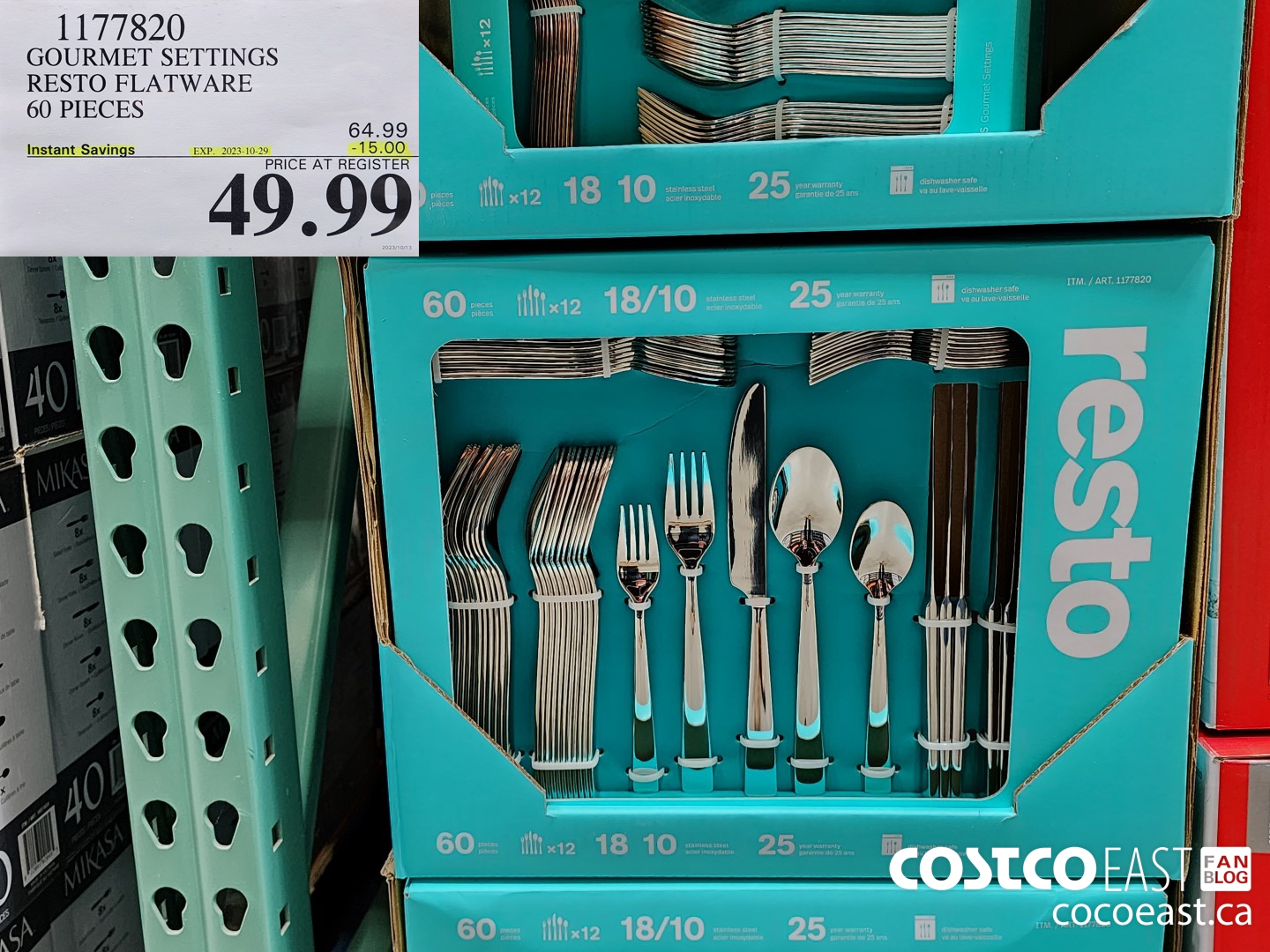 1177820 GOURMET SETTINGS RESTO FLATWARE 60 PIECES ($15.00 INSTANT SAVINGS EXPIRES ON 2023-10-29) $49.99