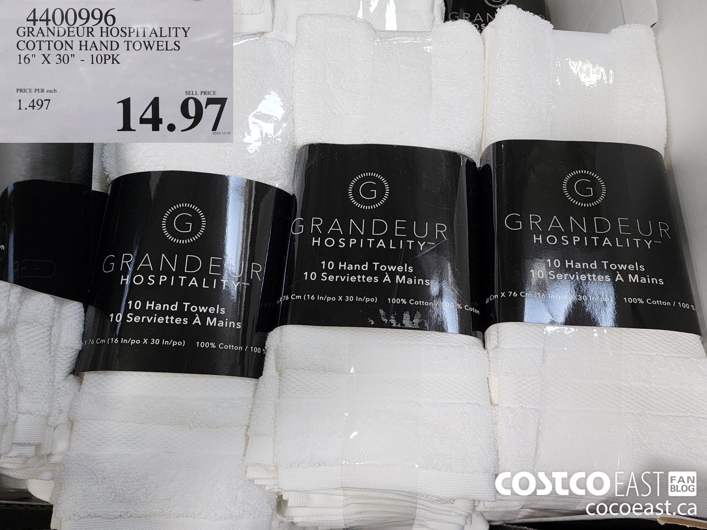 4400996 GRANDEUR HOSPITALITY COTTON HAND TOWELS 16