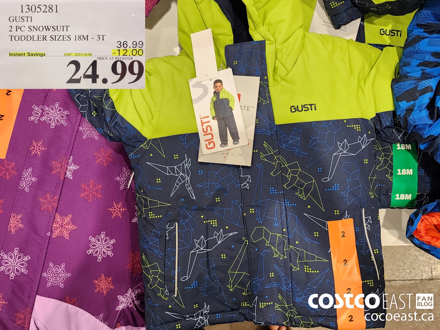 1305281 GUSTI 2 PC SNOWSUIT TODDLER SIZES 2T - 3T ($12.00 INSTANT SAVINGS EXPIRES ON 2023-10-08) $24.99