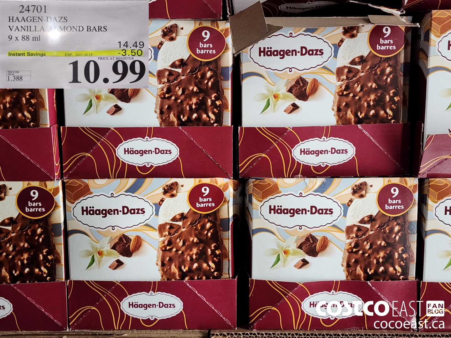 24701 HAAGAN-DAZS VANILLA ALMOND BARS 9 X 88 ML ($3.50 INSTANT SAVINGS EXPIRES ON 2023-10-15) $10.99
