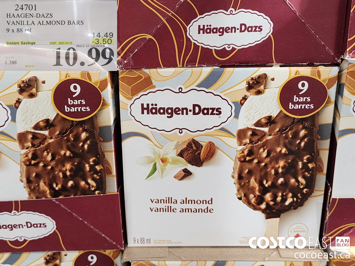 24701 HAAGAN-DAZS VANILLA ALMOND BARS 9 X 88 ML ($3.50 INSTANT SAVINGS EXPIRES ON 2023-10-15) $10.99