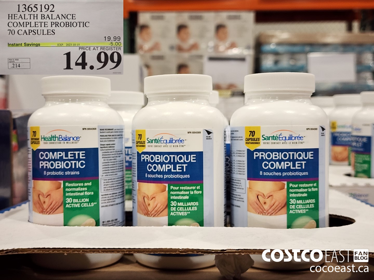 1365192 HEALTH BALANCE COMPLETE PROBIOTIC 70 CAPSULES ($5.00 INSTANT SAVINGS EXPIRES ON 2023-10-15) $14.99