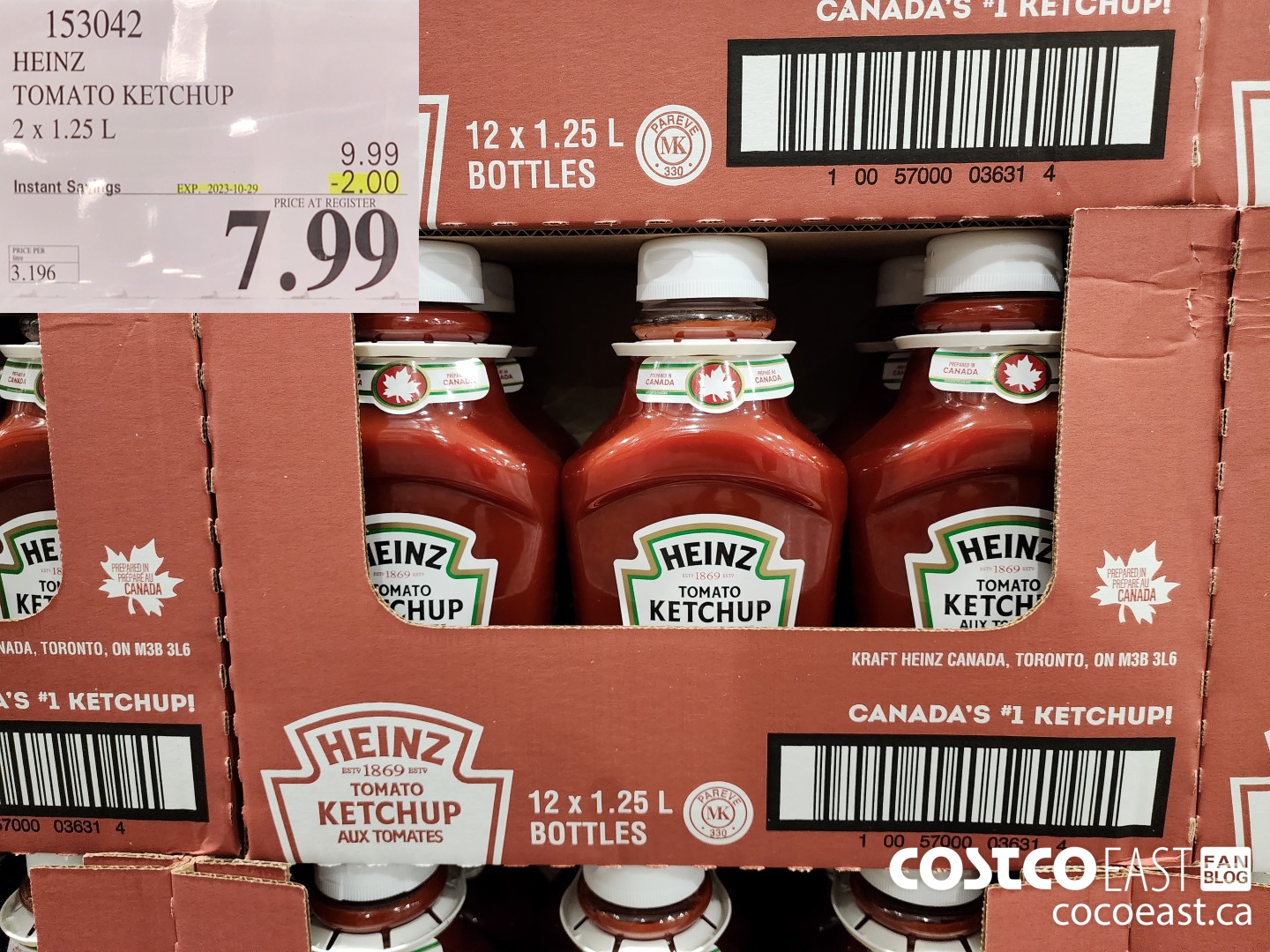153042 HEINZ TOMATO KETCHUP 2 X 1.25 L ($2.00 INSTANT SAVINGS EXPIRES ON 2023-10-29) $7.99
