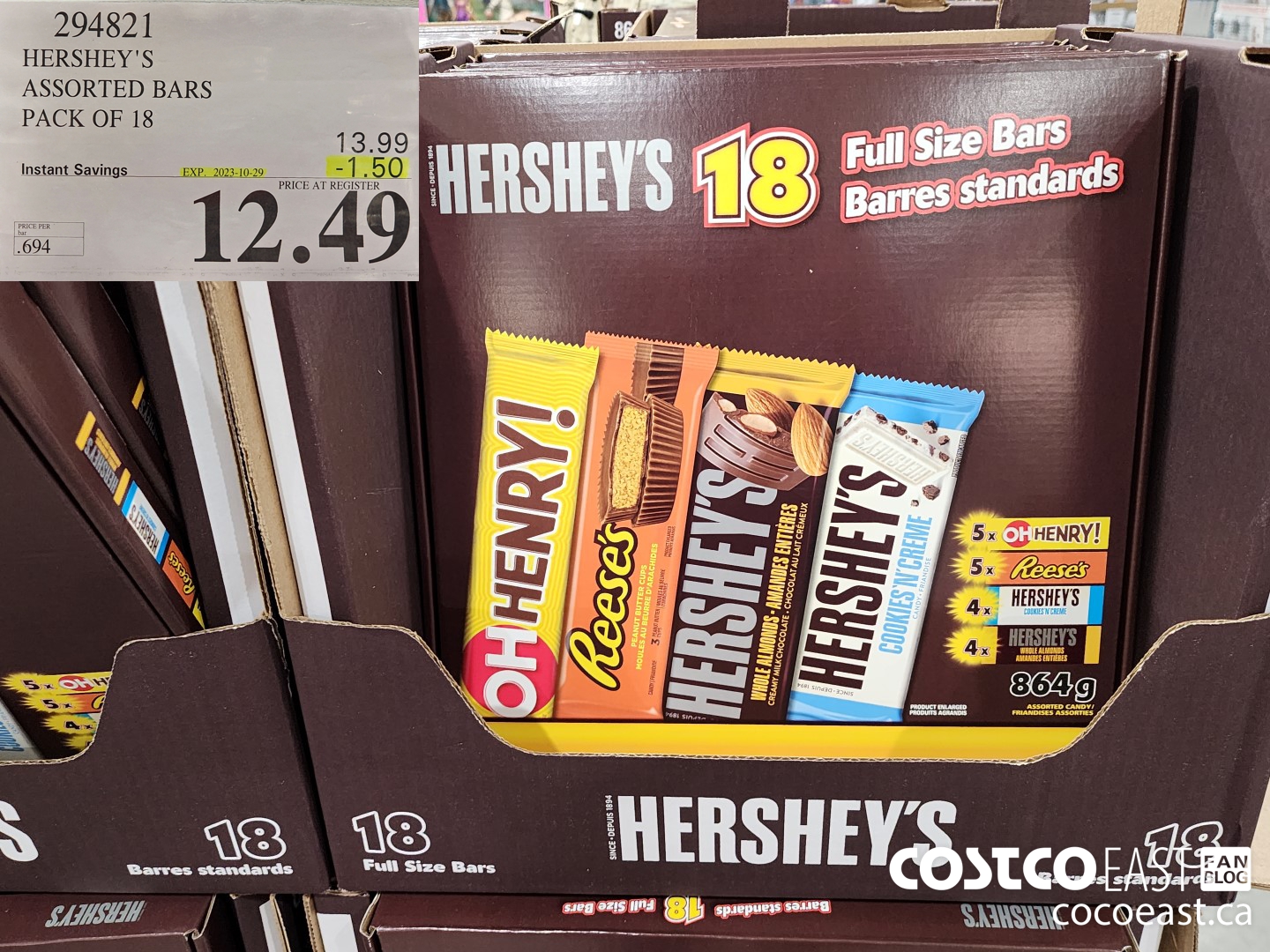 294821 HERSHEY'S ASSORTED BARS PACK OF 18 ($1.50 INSTANT SAVINGS EXPIRES ON 2023-10-29) $12.49