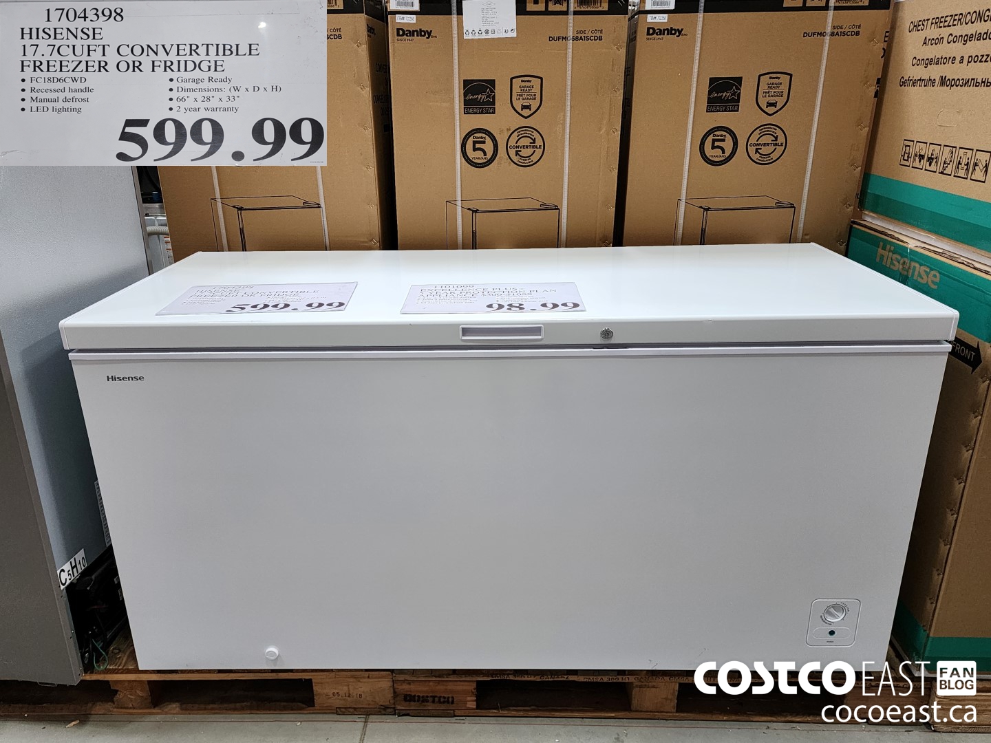 1704398 HISENSE 17.7CUFT CONVERTIBLE FREEZER OR FRIDGE $599.99