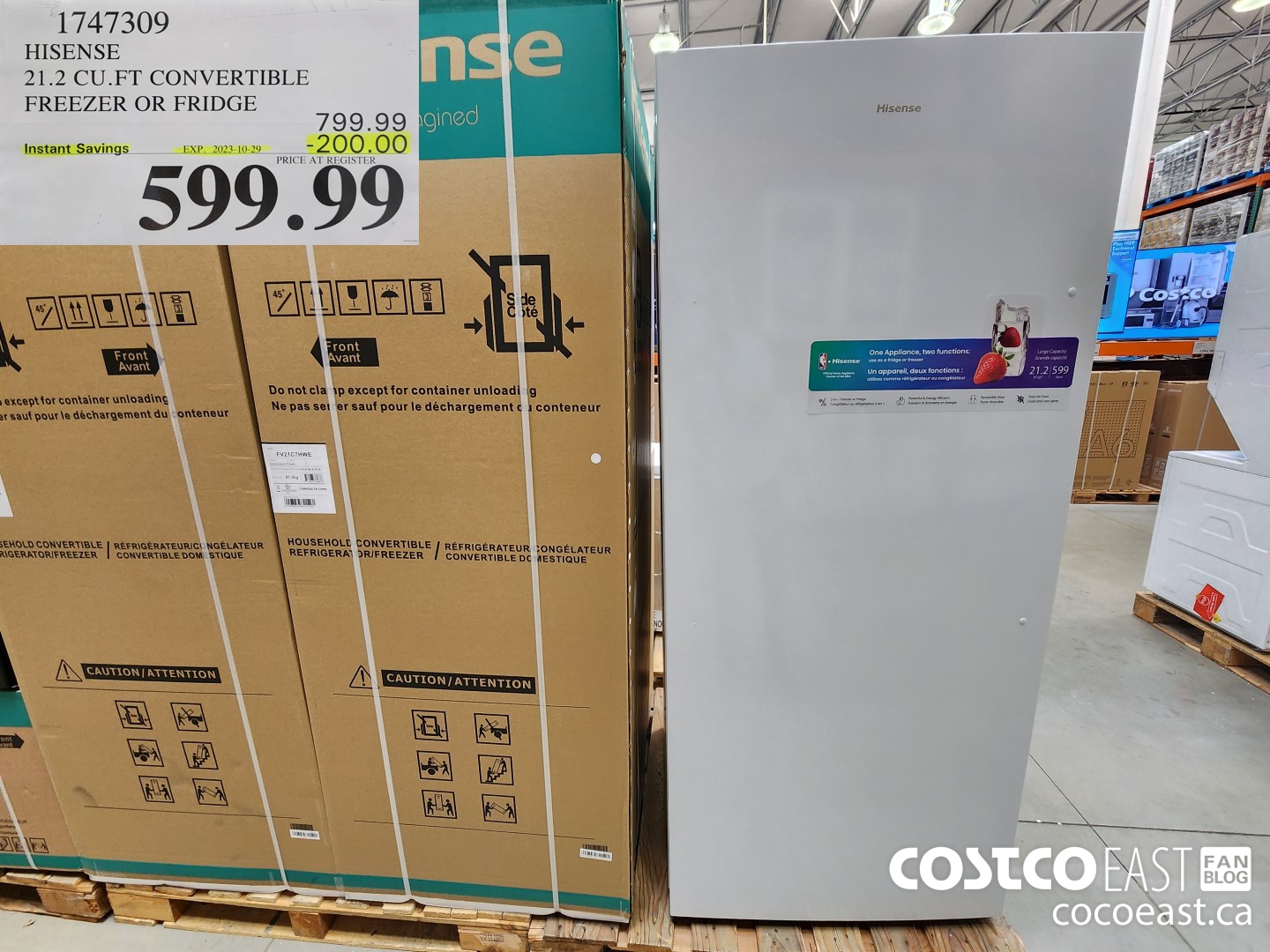 1747309 HISENSE 21.2 CU.FT CONVERTIBLE FREEZER OR FRIDGE ($200.00 INSTANT SAVINGS EXPIRES ON 2023-10-29) $599.99