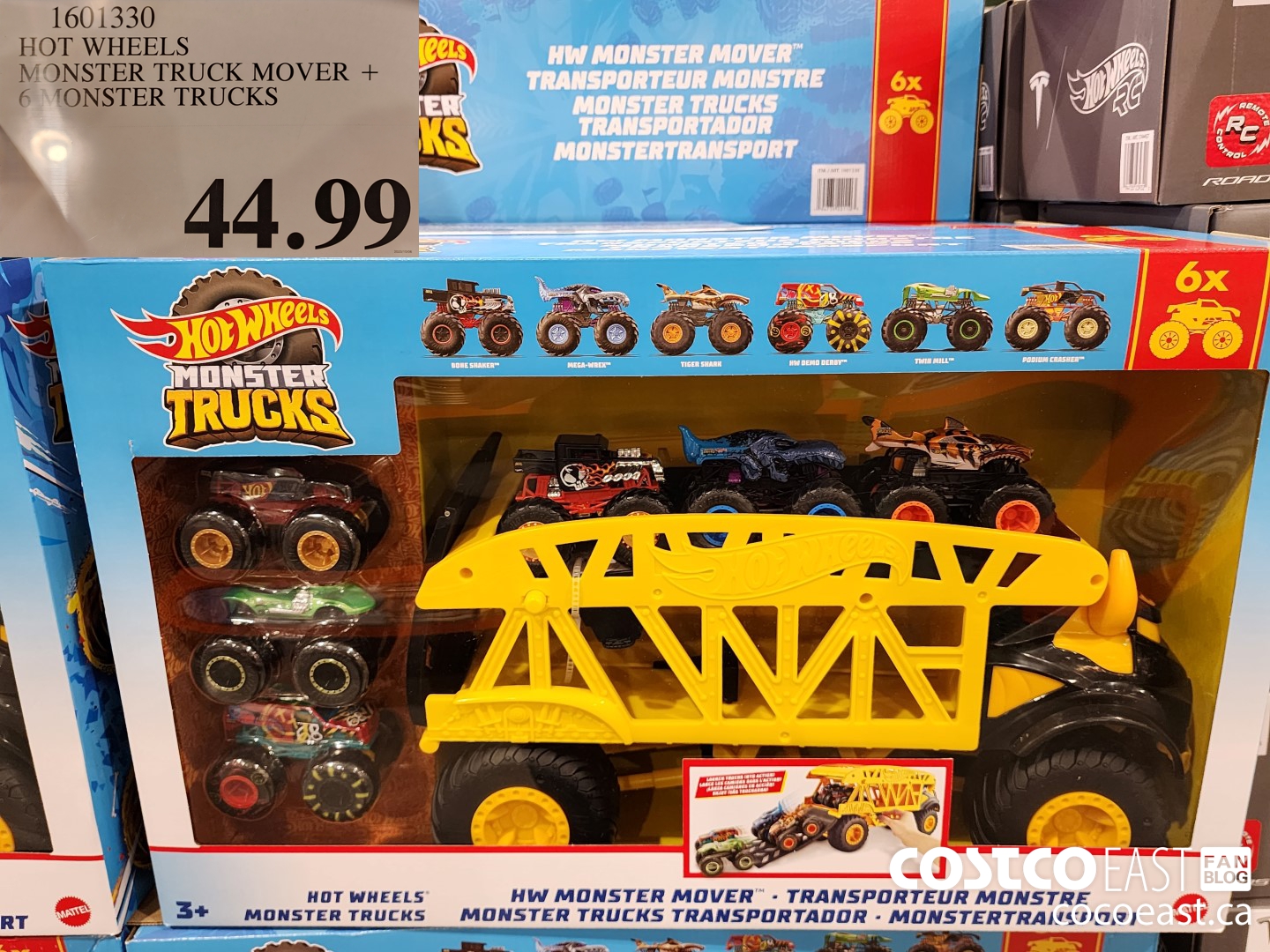 1601330 HOT WHEELS MONSTER TRUCK MOVER + 6 MONSTER TRUCKS $44.99