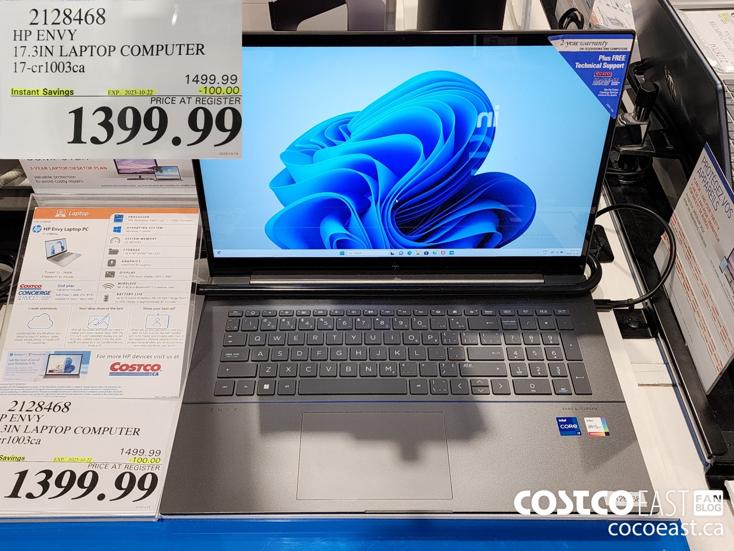 2128468 HP ENVY 17.3IN LAPTOP COMPUTER 17-cr1003ca ($100.00 INSTANT SAVINGS EXPIRES ON 2023-10-22) $1399.99